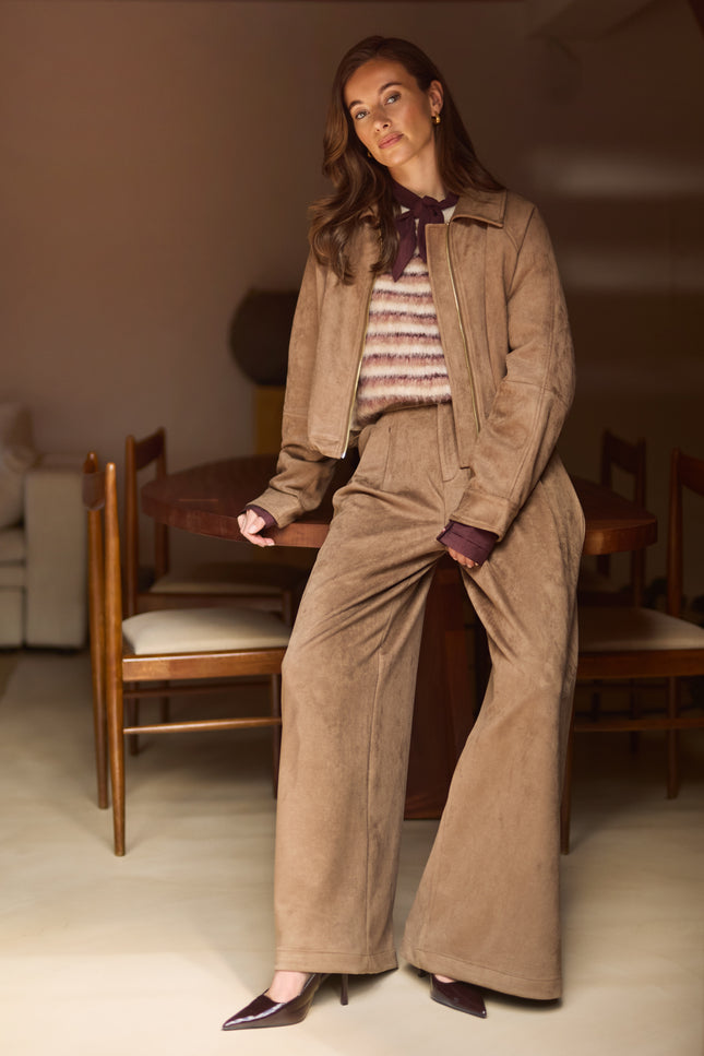 Broek Bodine Suede Taupe NKF09102