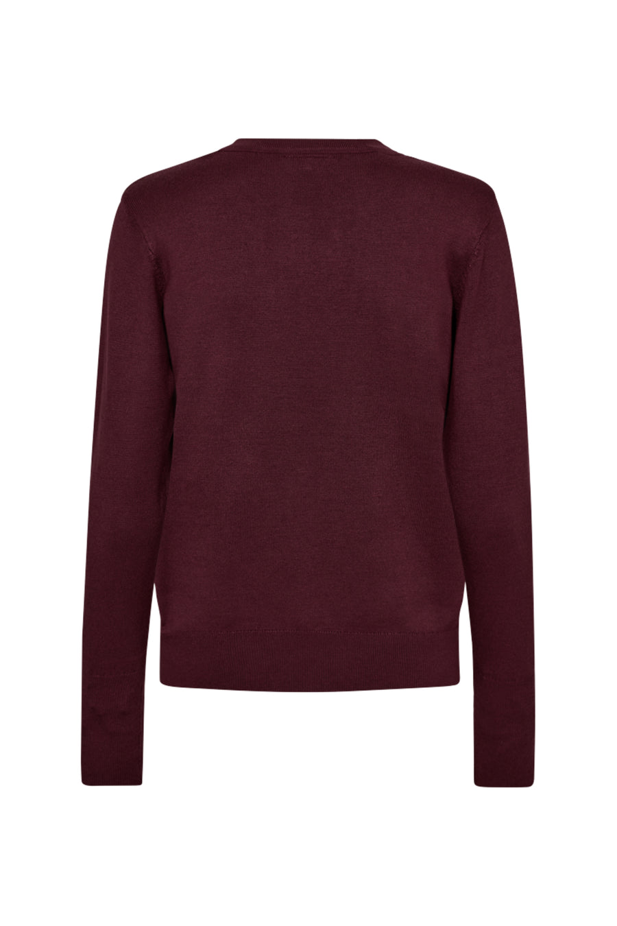 Lichte blauwe trui Freequent Fqkatie Port Royale met ronde hals en lange mouwen, gedragen door model.