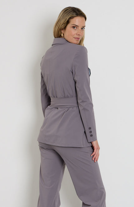 Travel Blazer Belted Winter Grey 202823