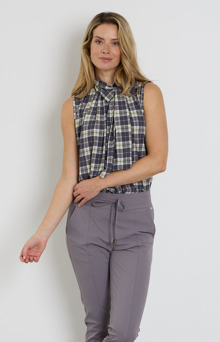 Travel Blouse Bow Autumn Check Print Winter Pear 202830