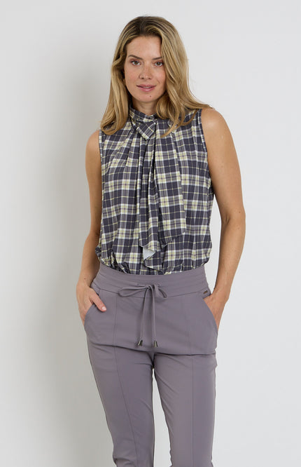Travel Blouse Bow Autumn Check Print Winter Pear 202830