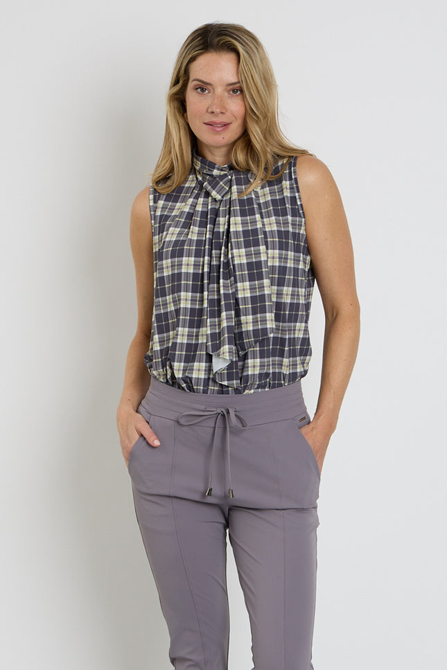 Travel Blouse Bow Autumn Check Print Winter Pear 202830