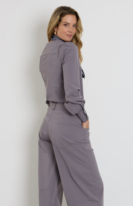Travel Blouse Puff Sleeves Winter Grey 202226