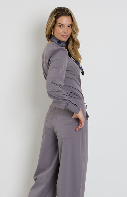 Travel Blouse Puff Sleeves Winter Grey 202226