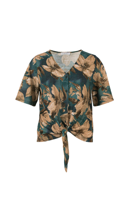 Blouse Strik Bloemenprint Taupe 166689
