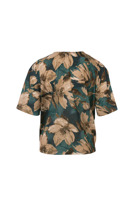Blouse Strik Bloemenprint Taupe 166689