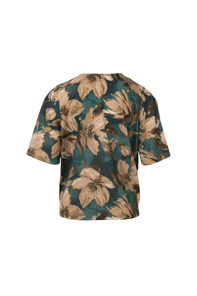 Blouse Strik Bloemenprint Taupe 166689