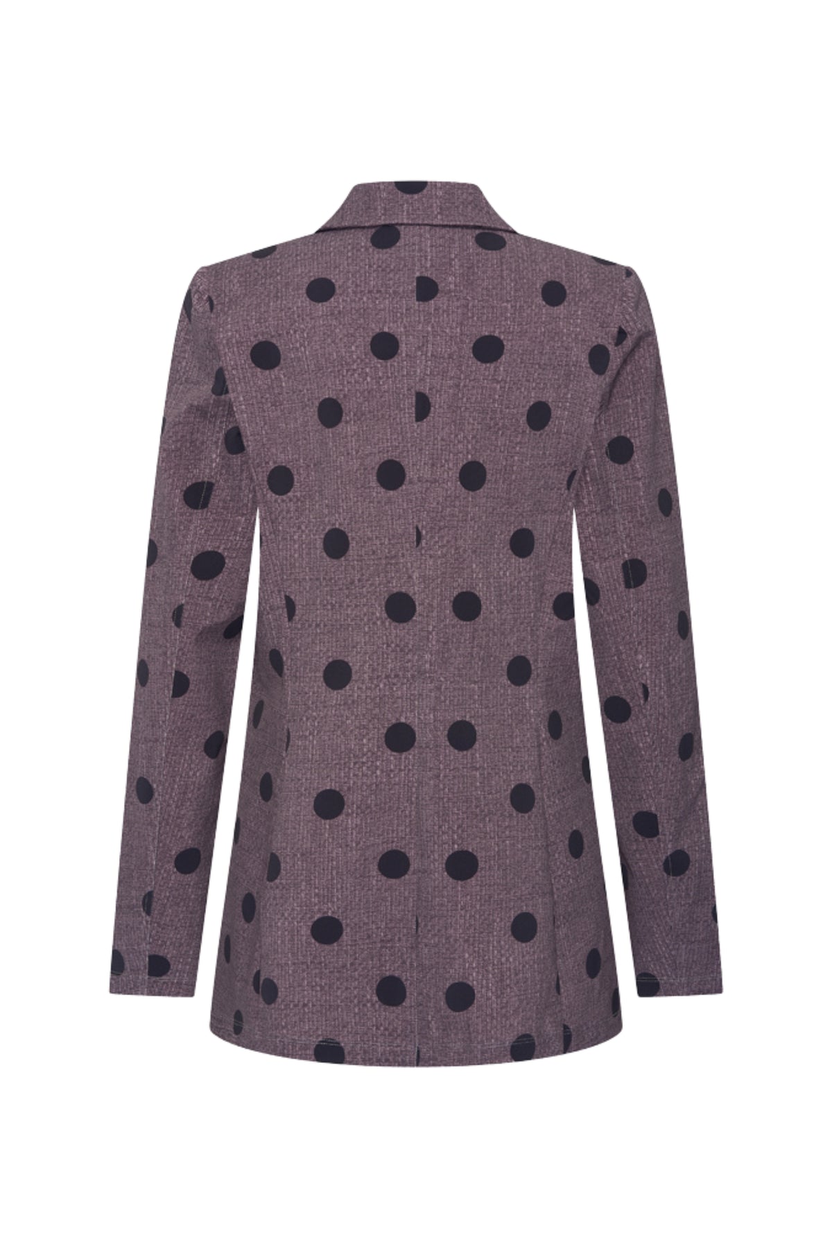 Mi Piace reisblazer met stippenprint, wintergrijs, comfortabel en stijlvol, geschikt voor zakelijke en casual gelegenheden.