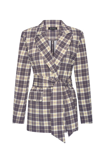 Travel Blazer Belted Autumn Check Print Winter Pear 202823A