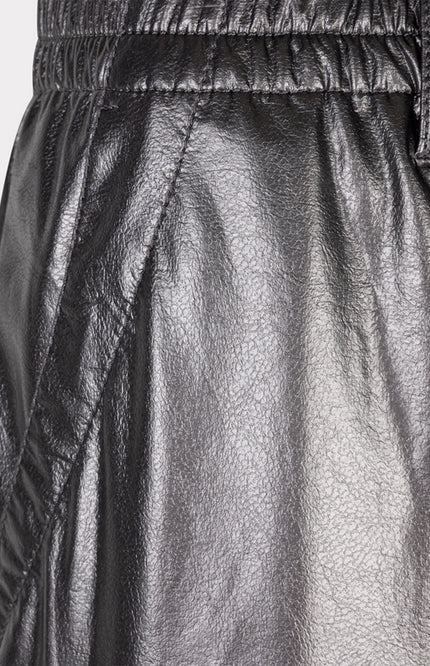 EsQualo Broek Metallic PU Grey F25.11500 Stretchshop.nl