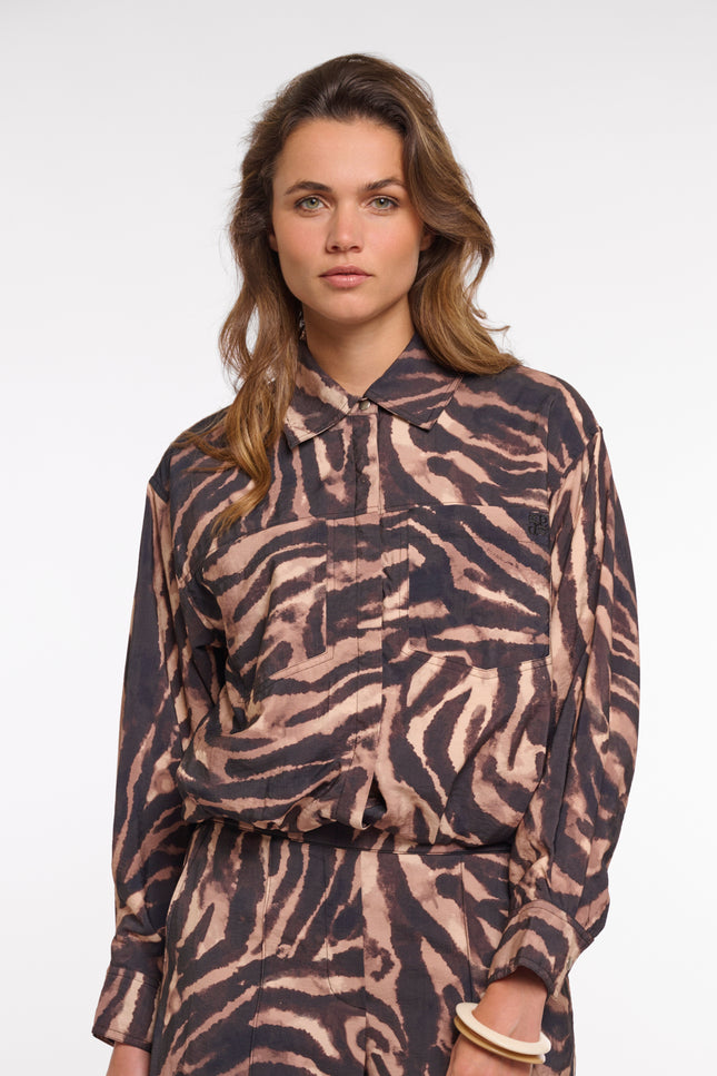 Rino & Pelle Jacket Auda Brown Zebra Stretchshop.nl