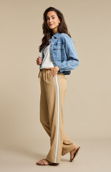 Red Button Broek Claudette Palazzo Sidetape Dark Sand SRB4844A L33 Stretchshop.nl