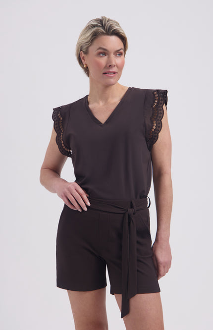 Lady Day Travel Short Shorty Dark Brown L14-375-0588 Stretchshop.nl