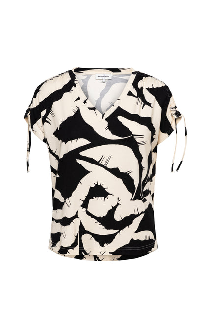 &Co woman Top Viana Banana Leaf Black Multi TO317 Stretchshop.nl