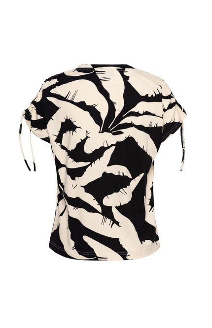 &Co woman Top Viana Banana Leaf Black Multi TO317 Stretchshop.nl