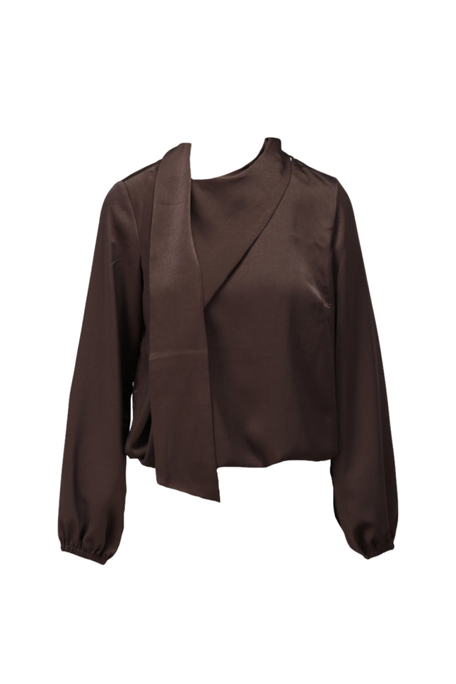 Blouse Met Vaste Sjaal Chocolate Brown B776