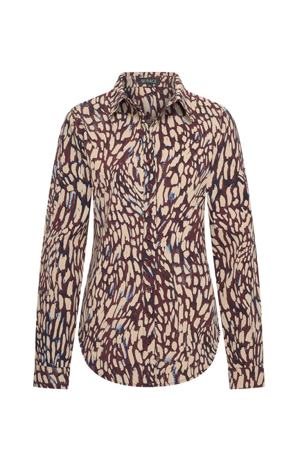 Travel Blouse Abstracte Print Burgundy Latte 60840