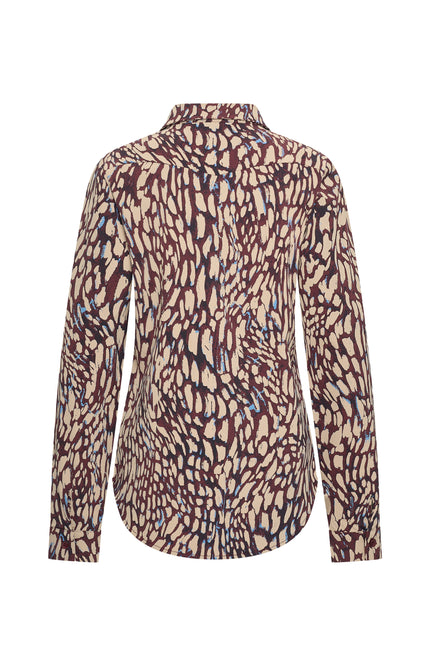 Travel Blouse Abstracte Print Burgundy Latte 60840
