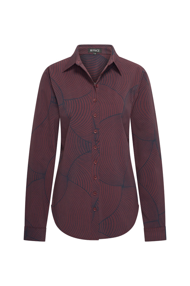 Travel Blouse Circle Print Burgundy 60840