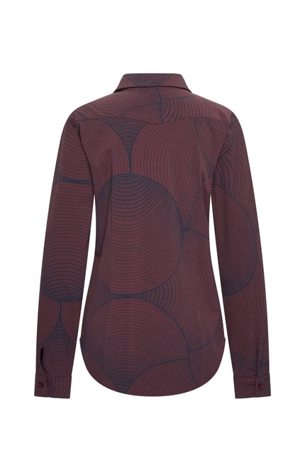 Travel Blouse Circle Print Burgundy 60840