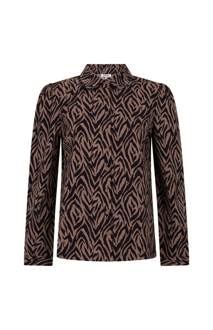 Travel Blouse Jasmine Mocha Navy 254