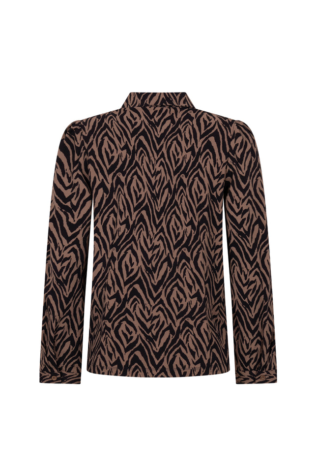 Travel Blouse Jasmine Mocha Navy 254