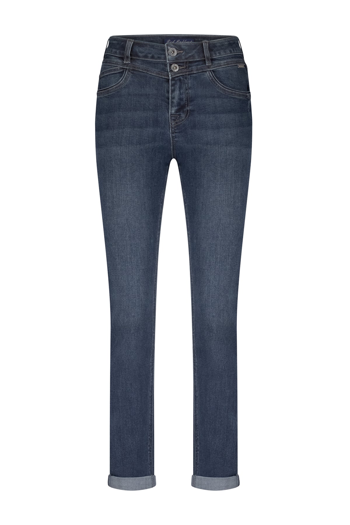 Zware grijze-blauwe denim broek van Red Button, model Camilla, met rechte snit en modieuze uitstraling.