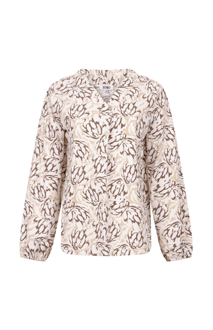 Travel Blouse Merel Offwhite Mocha 254