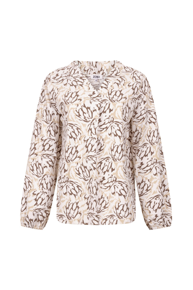 Travel Blouse Merel Offwhite Mocha 254