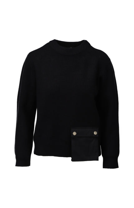 Trui Ronde Hals Met Zakjes Black B842