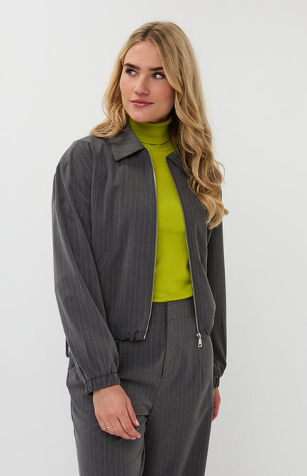 Jacket Bomber Pinstripe Grey Melange F25.10546