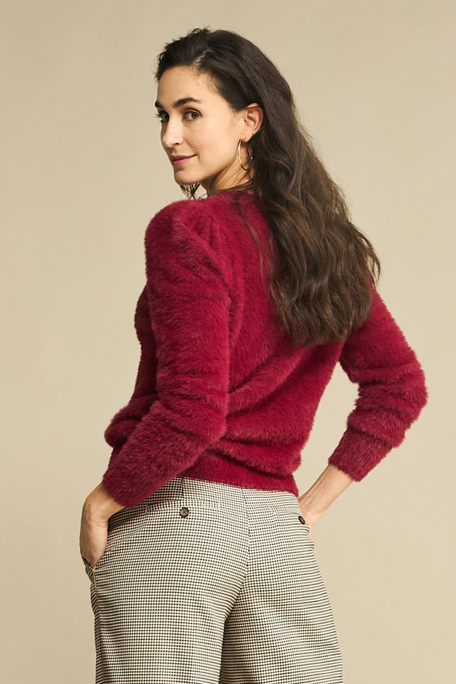 Top Fuzzy Puff Sleeve Ruby SRB4640
