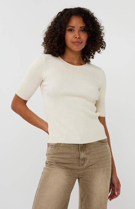 Sweater Rib Neck Offwhite F25.27507