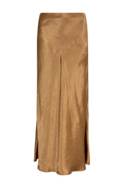 Gouden olijfgroene lange rok van acetate door EsQualo, met elegante en vloeiende pasvorm.