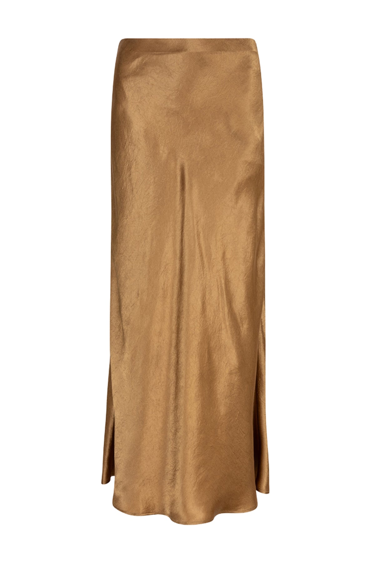 Gouden olijfgroene lange rok van acetate door EsQualo, met elegante en vloeiende pasvorm.