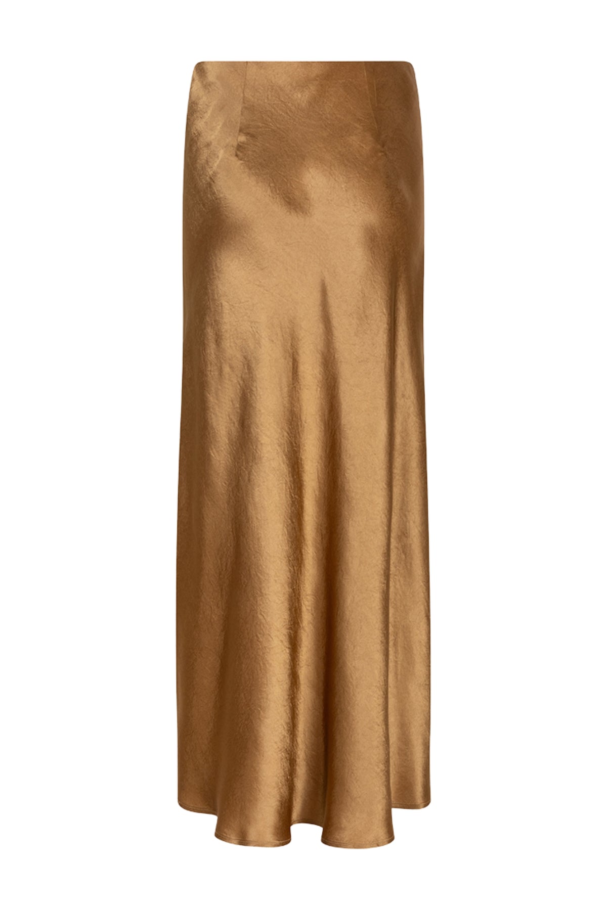 Gouden olijfgroene lange rok van Acetate door EsQualo, met vloeiende pasvorm en elegante uitstraling.