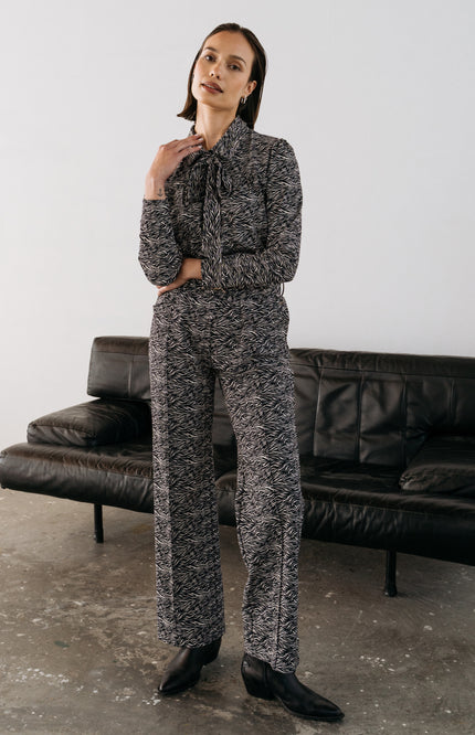 Maicazz Travel Broek Vogue Scratch Black Offwhite Stretchshop.nl