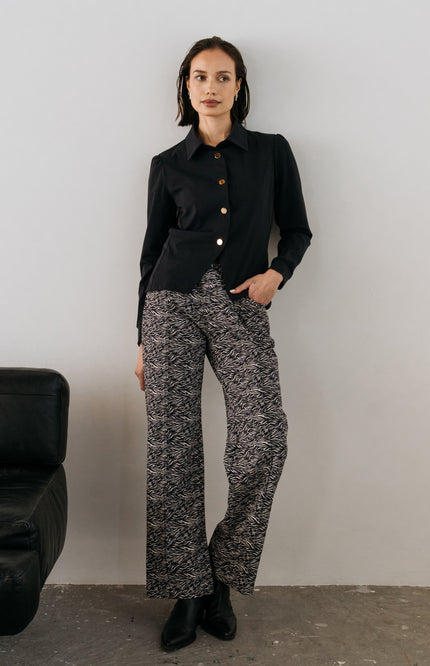 Maicazz Travel Broek Vogue Scratch Black Offwhite Stretchshop.nl