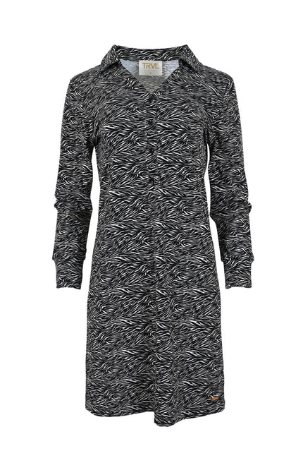 Travel Jurk Raelle Scratch Black Offwhite