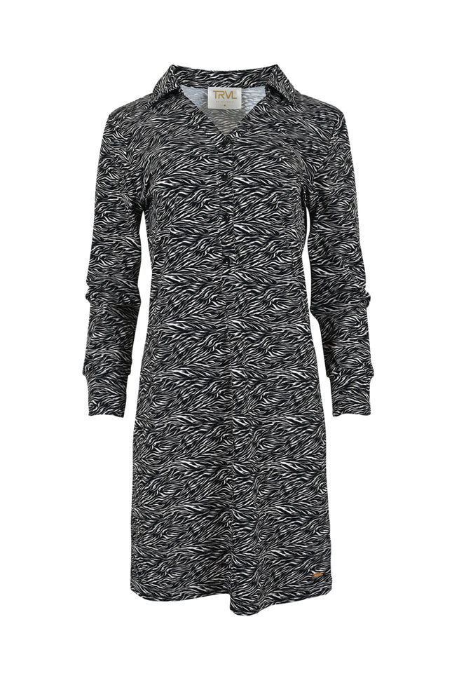 Travel Jurk Raelle Scratch Black Offwhite