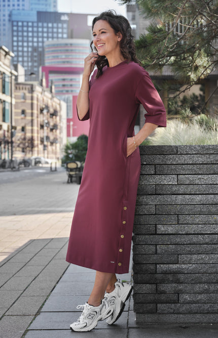 Bonded Travel Jurk Burgundy 202692