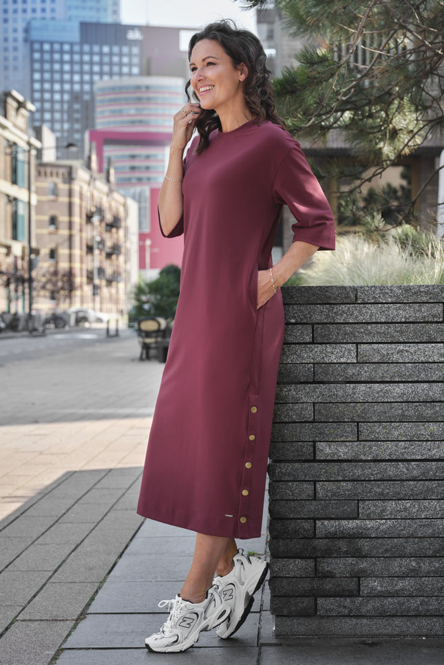 Bonded Travel Jurk Burgundy 202692