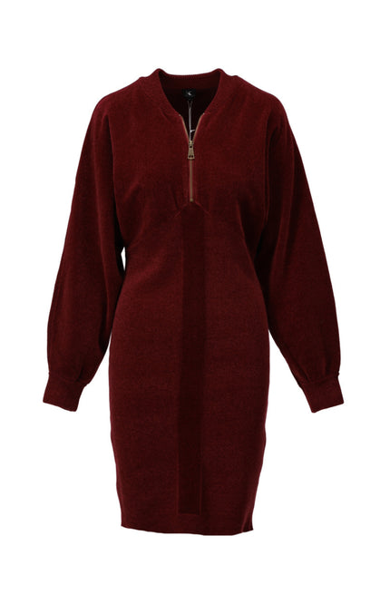 Jurk Met Rits Burgundy B838