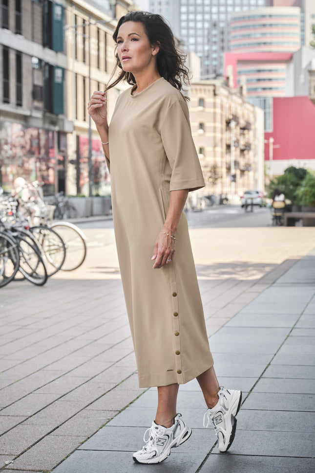 Bonded Travel Jurk Latte 202692