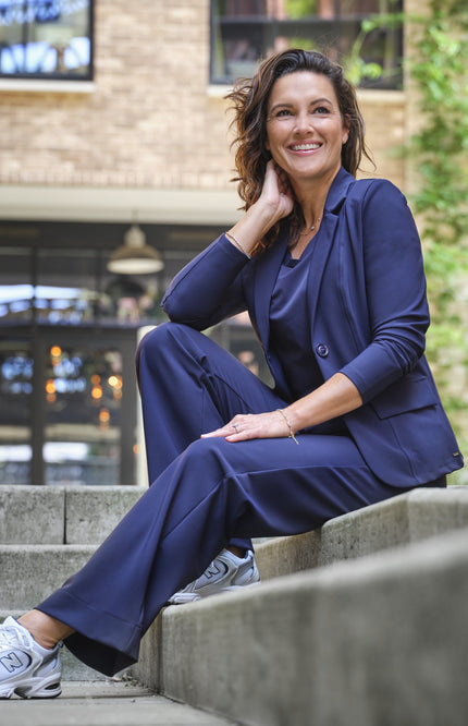 Bonded Travel Broek Flared Navy 202631