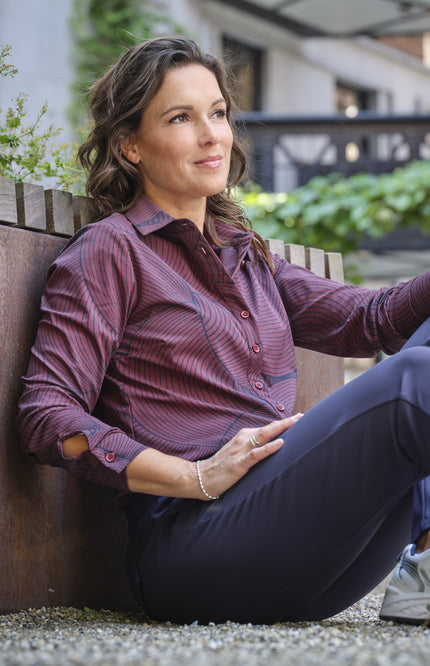 Travel Blouse Circle Print Burgundy 60840