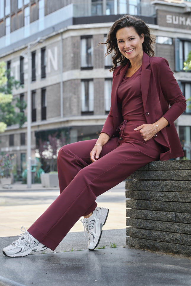 Bonded Travel Broek Flared Burgundy 202631