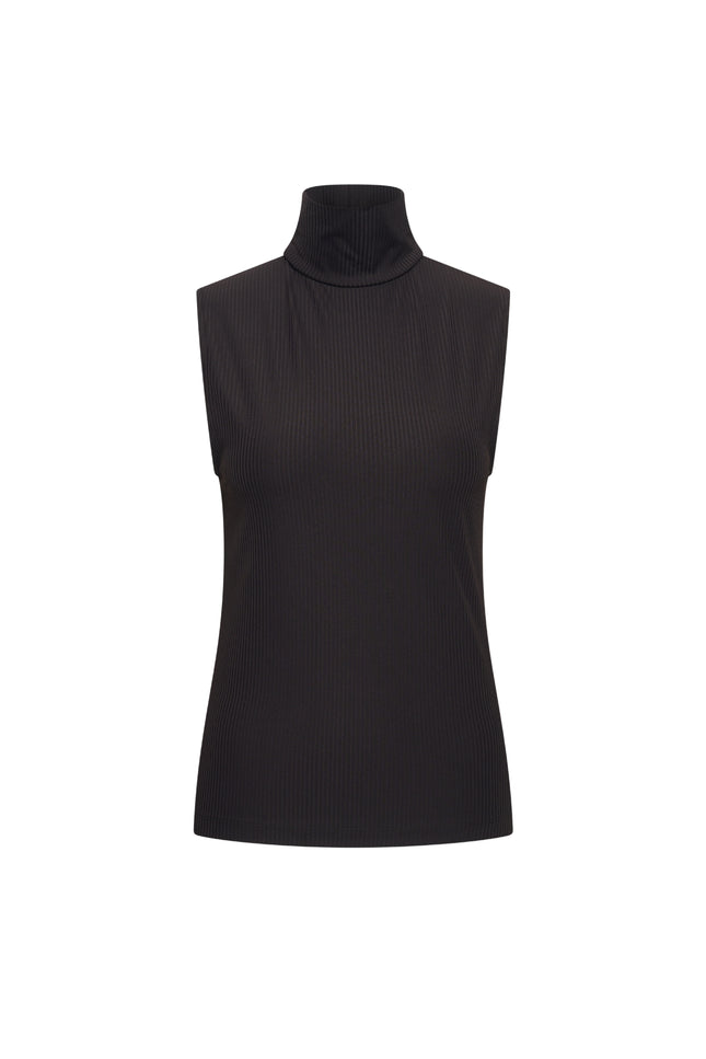 Travel Top Collar Ribbed Black 202642