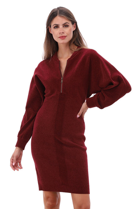 Jurk Met Rits Burgundy B838