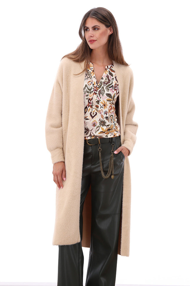 Vest Lang Met Wijde Mouwen Latte B819